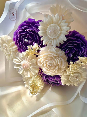 Wax Flower Bouquet – 10 Flowers - بوكيه ورد شمع – 10 وردات