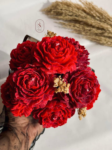 Wax Flower Bouquet – 7 Flowers - بوكيه ورد شمع – 7 وردات