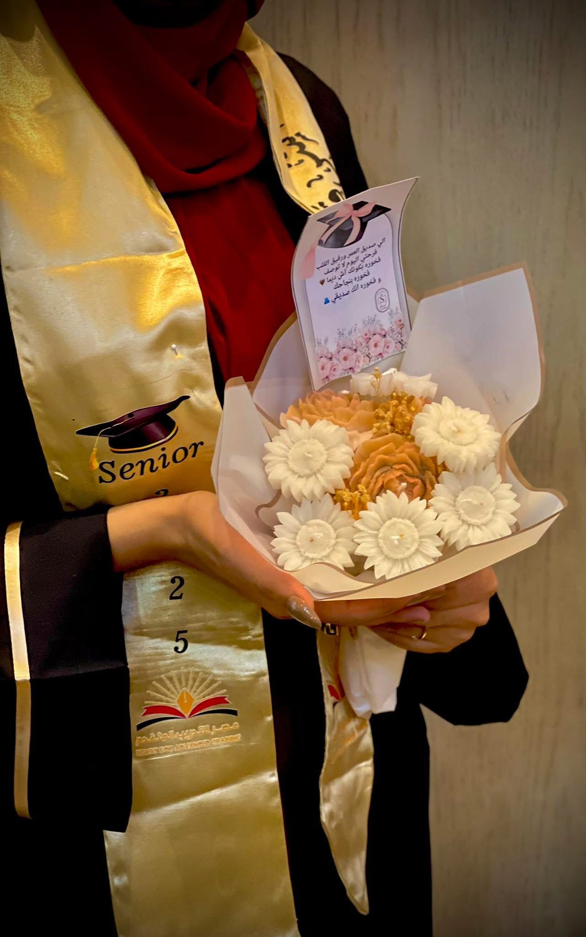 Wax Flower Bouquet – 7 Flowers - بوكيه ورد شمع – 7 وردات