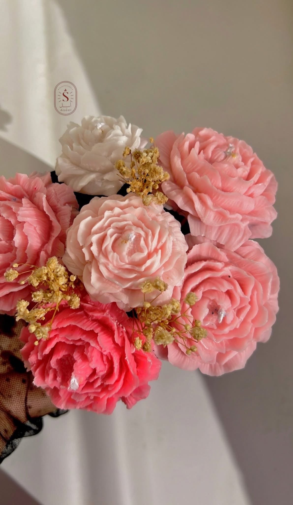 Wax Flower Bouquet – 7 Flowers - بوكيه ورد شمع – 7 وردات