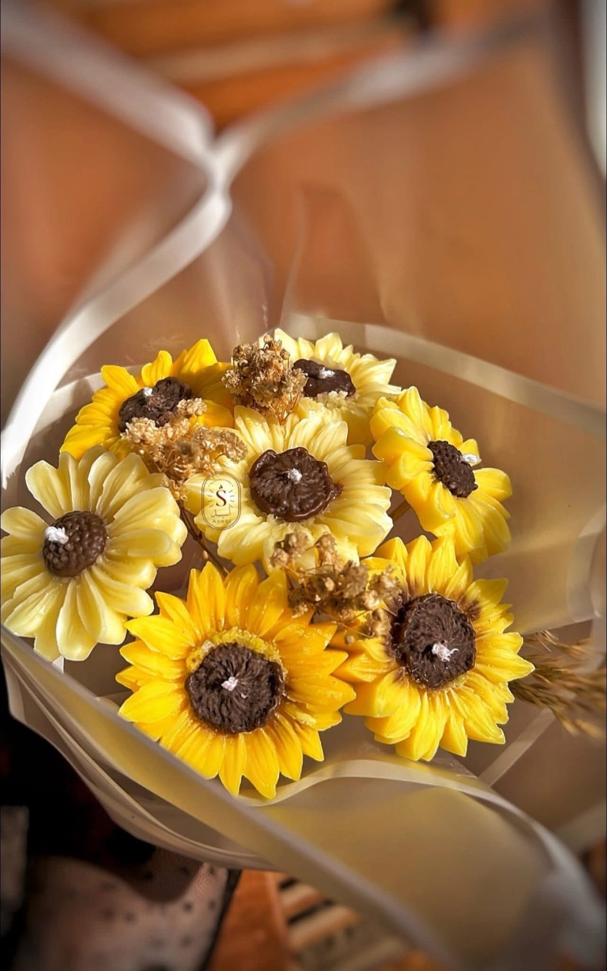 Wax Flower Bouquet – 7 Flowers - بوكيه ورد شمع – 7 وردات