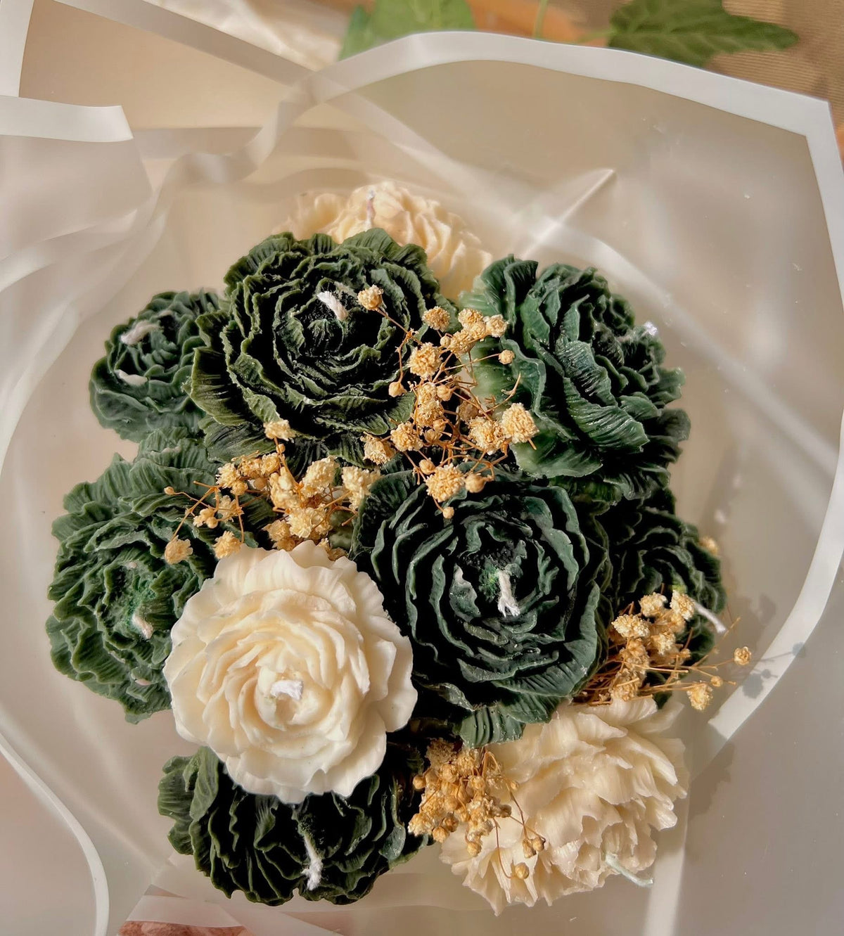 Wax Flower Bouquet – 10 Flowers - بوكيه ورد شمع – 10 وردات