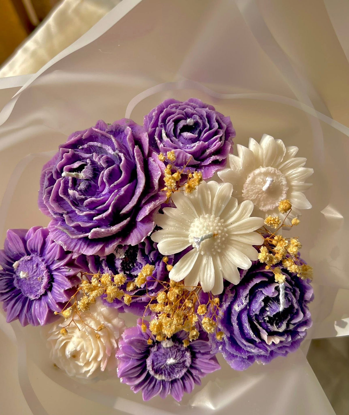 Wax Flower Bouquet – 10 Flowers - بوكيه ورد شمع – 10 وردات