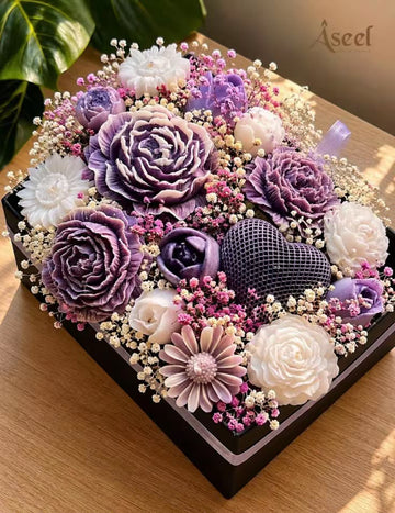 Wax Flower Box – 15 Flowers - بوكس ورد شمع – 15 وردة